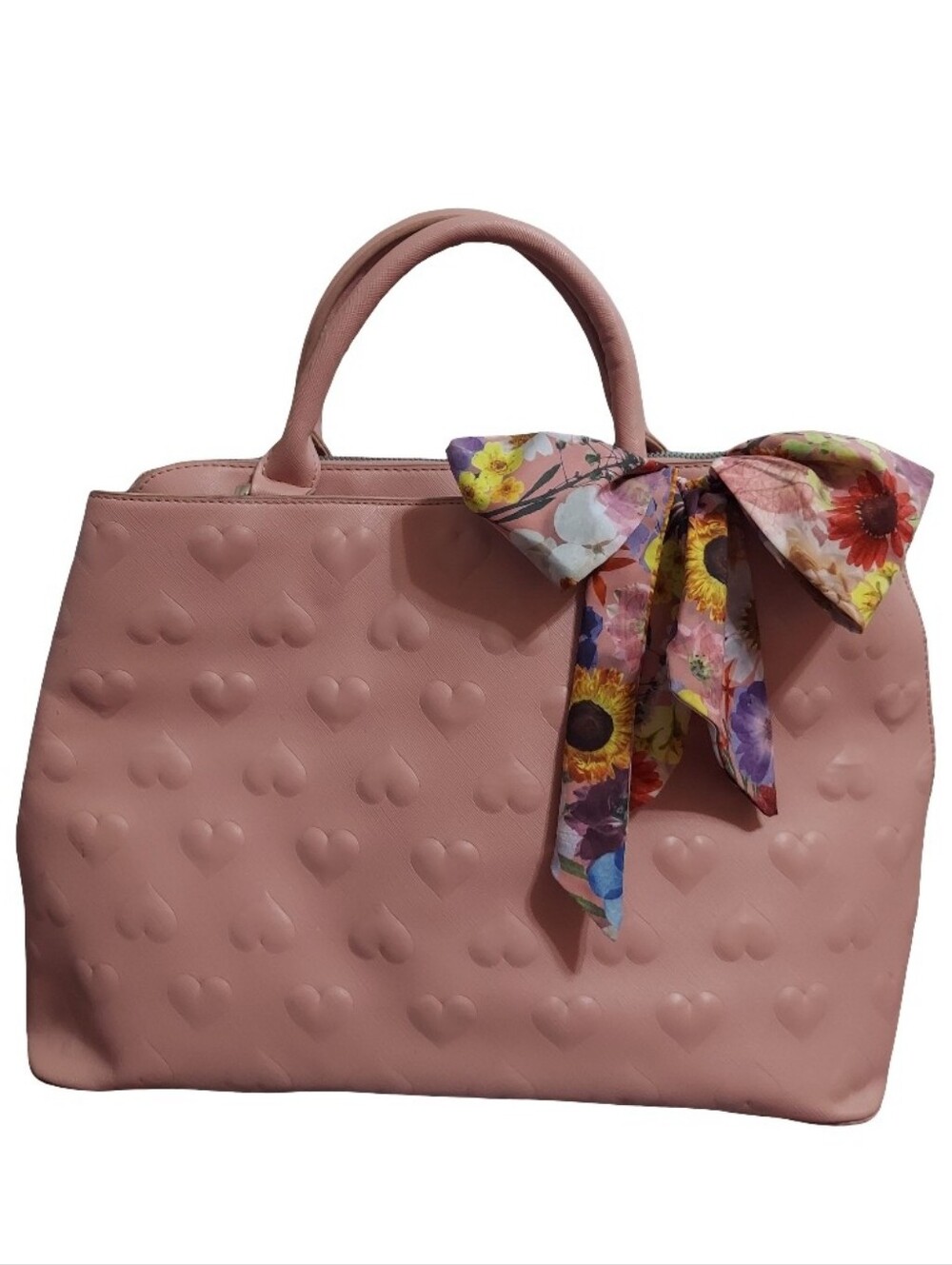 Betsey Johnson Be Mine Embossed Heart Satchel Light Pink
